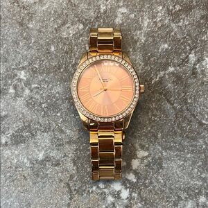 Kenneth Cole Rose Gold Watch with Crystal Accents